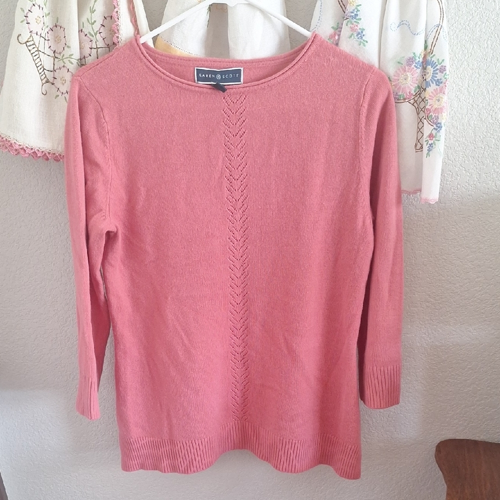 Karen Scott Coral Knit Top